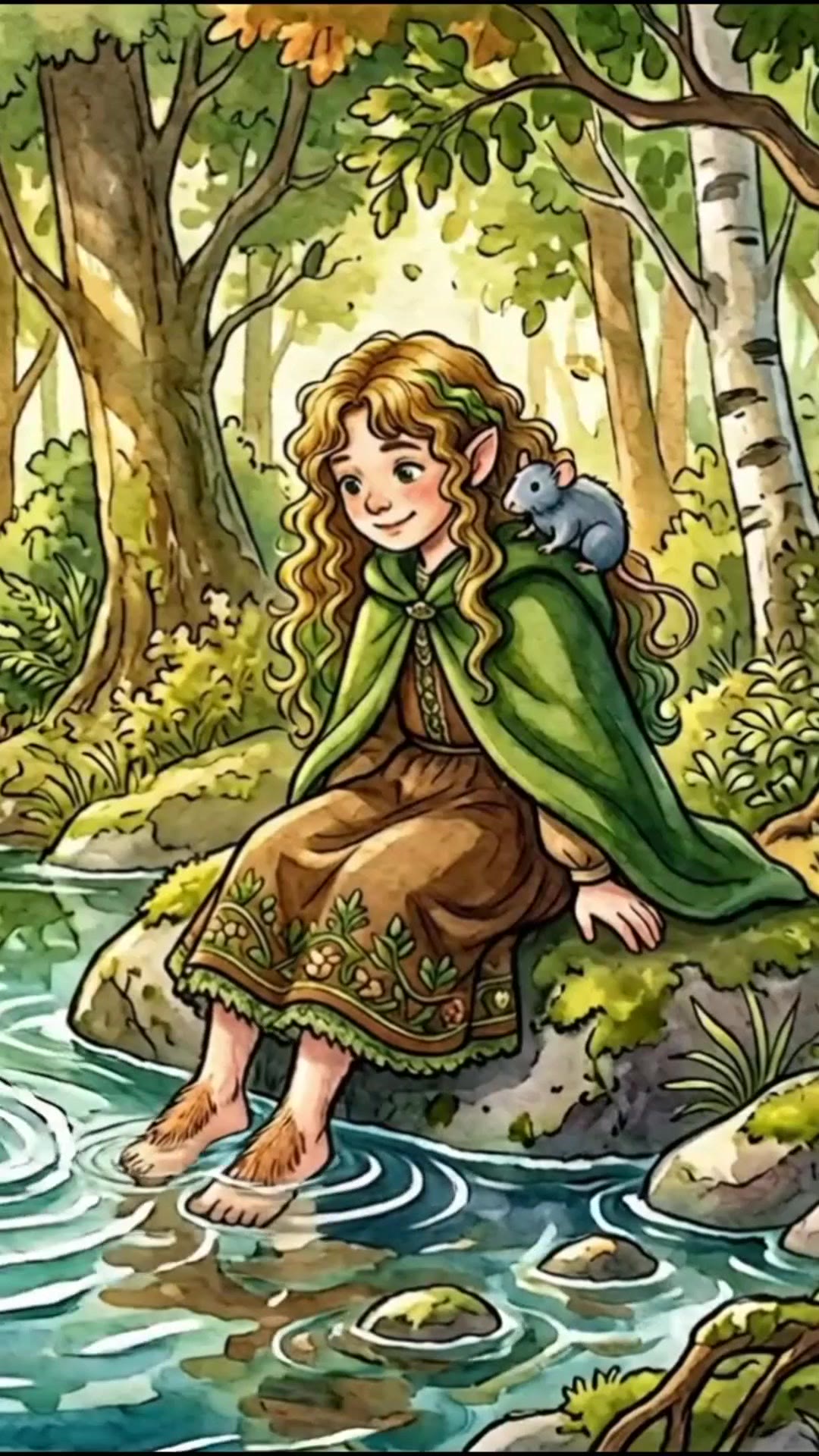 Vertical short: Lily by a forest stream